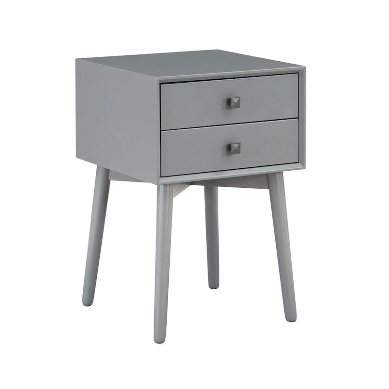 DH BASIC Mid-Century Modern Wood 2-Drawer Compact Nightstand Side Table by Denhour