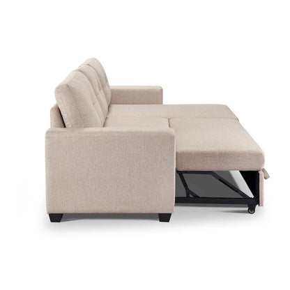 Tufted Sectional Chaise Sofa Sleeper with Storage