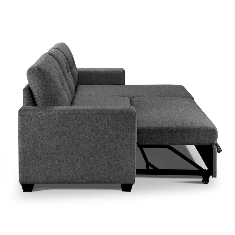 Tufted Sectional Chaise Sofa Sleeper with Storage
