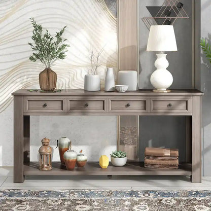 4-drawer Console Sofa Table for Entryway Hallway - 14.00 x 63.00 x 30.00