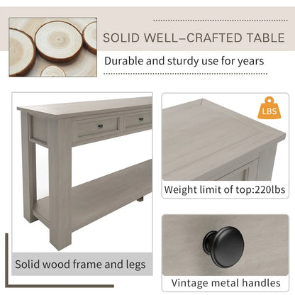 4-drawer Console Sofa Table for Entryway Hallway - 14.00 x 63.00 x 30.00
