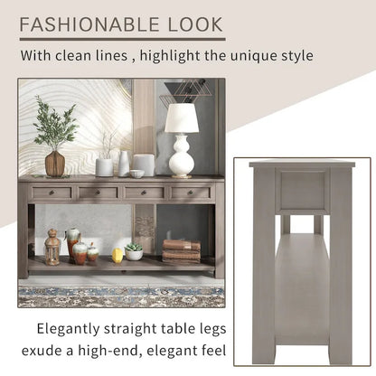 4-drawer Console Sofa Table for Entryway Hallway - 14.00 x 63.00 x 30.00