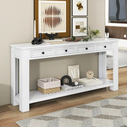 4-drawer Console Sofa Table for Entryway Hallway - 14.00 x 63.00 x 30.00