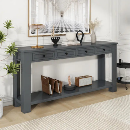 4-drawer Console Sofa Table for Entryway Hallway - 14.00 x 63.00 x 30.00