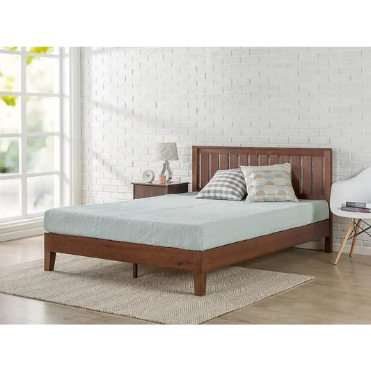 Priage by Zinus Antique Espresso Wood Platform Bed