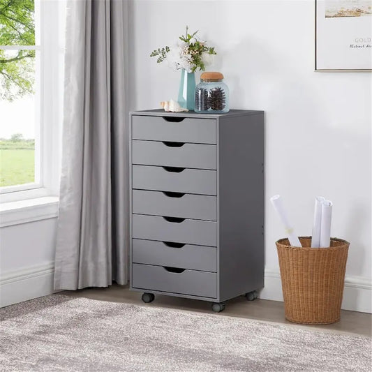 Sleek Modern Drawer Dresser Storage Cabinet with Grooved Drawer Pulls, Multipurpose Office File Storage Cabinet