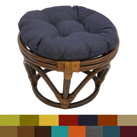Bali 18-inch Footstool with Solid Outdoor Cushion