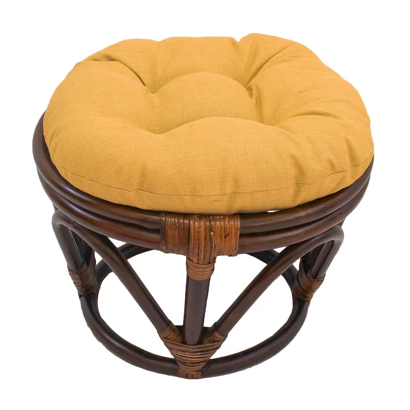 Bali 18-inch Footstool with Solid Outdoor Cushion