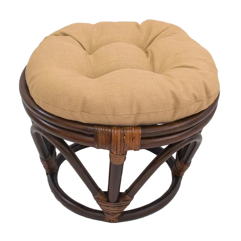 Bali 18-inch Footstool with Solid Outdoor Cushion