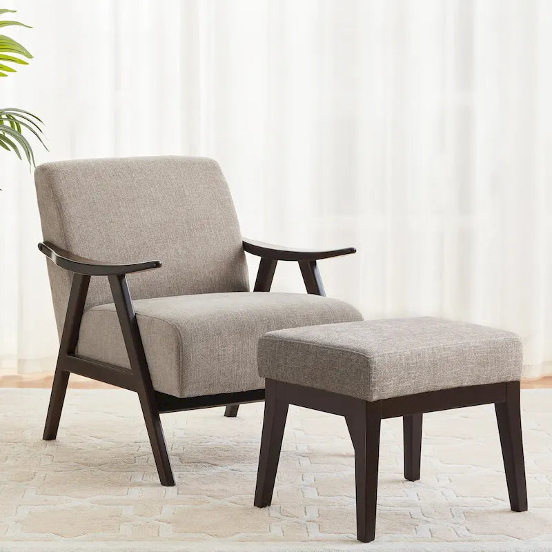 HUIMO Mid Century Modern Armchair and Ottoman Set Upholstered Accent Chair for Living Room, Bedroom