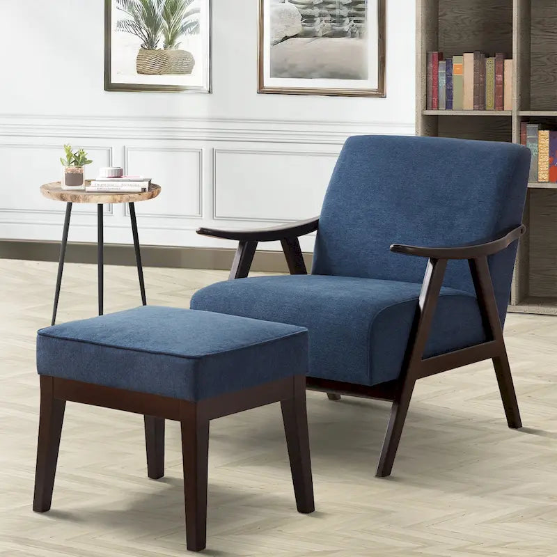 HUIMO Mid Century Modern Armchair and Ottoman Set Upholstered Accent Chair for Living Room, Bedroom