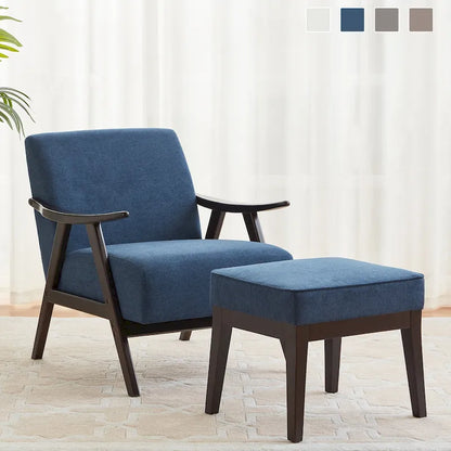 HUIMO Mid Century Modern Armchair and Ottoman Set Upholstered Accent Chair for Living Room, Bedroom