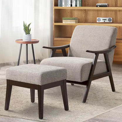 HUIMO Mid Century Modern Armchair and Ottoman Set Upholstered Accent Chair for Living Room, Bedroom