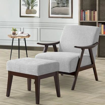 HUIMO Mid Century Modern Armchair and Ottoman Set Upholstered Accent Chair for Living Room, Bedroom