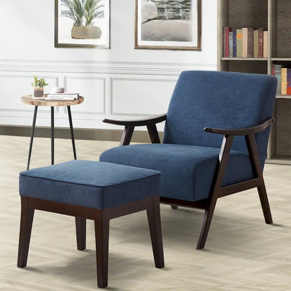 HUIMO Mid Century Modern Armchair and Ottoman Set Upholstered Accent Chair for Living Room, Bedroom