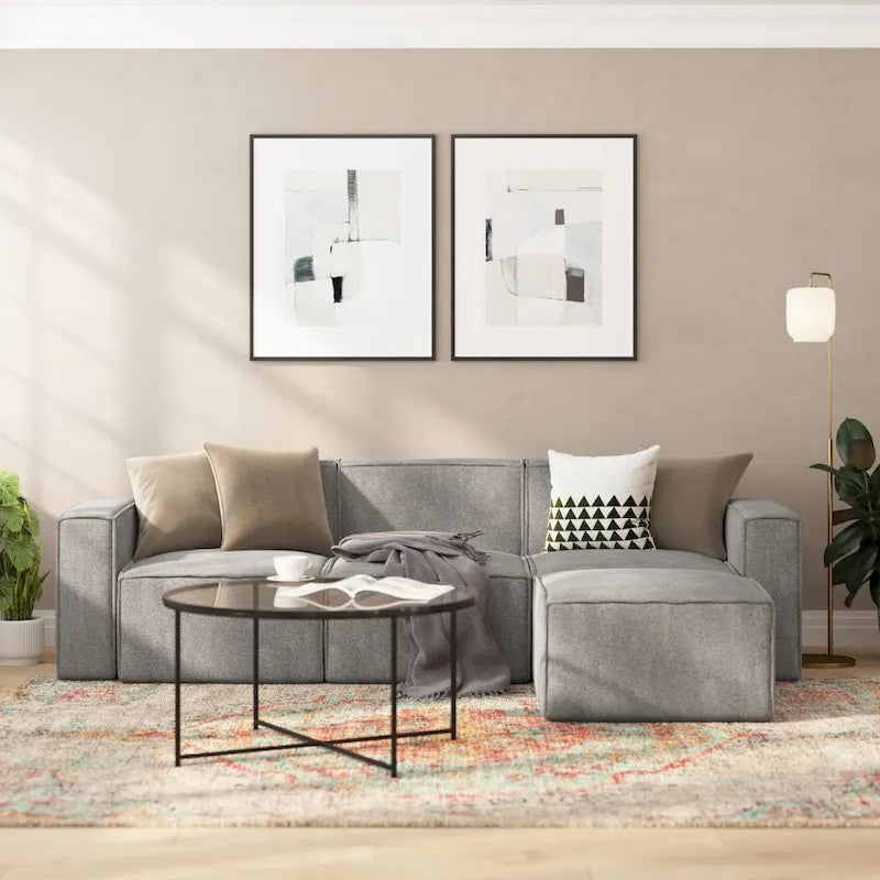 Contemporary Configurable Modular Left Side Sofa Chair with Armrest