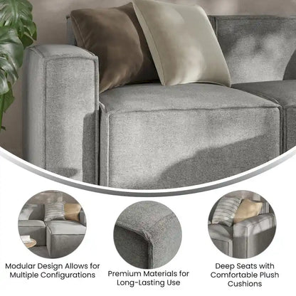 Contemporary Configurable Modular Left Side Sofa Chair with Armrest