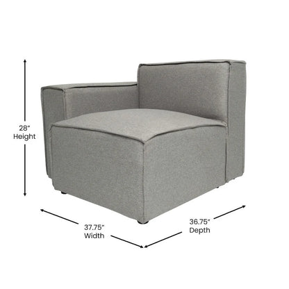 Contemporary Configurable Modular Left Side Sofa Chair with Armrest