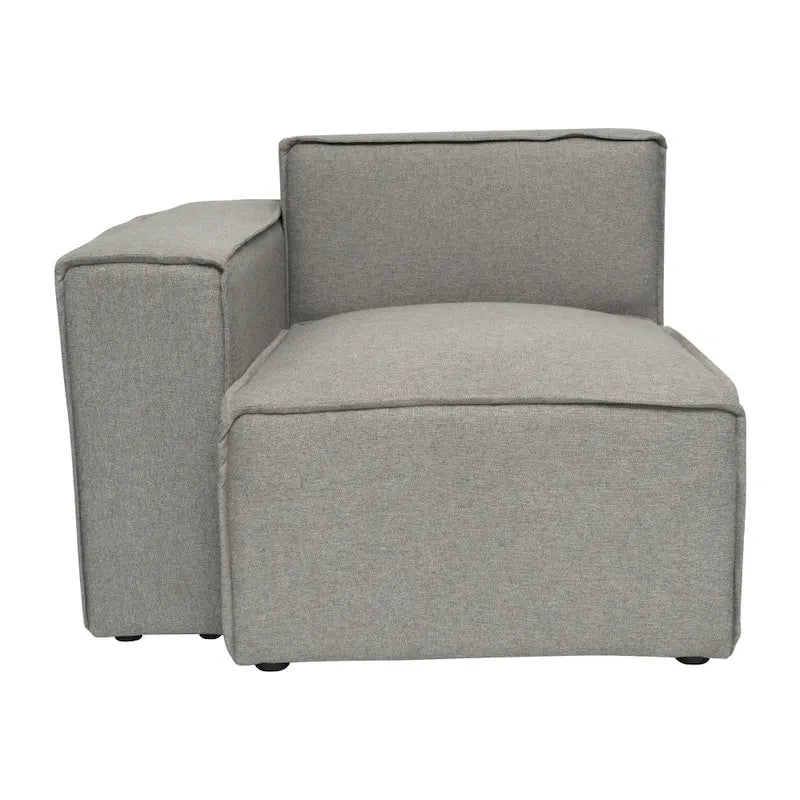 Contemporary Configurable Modular Left Side Sofa Chair with Armrest