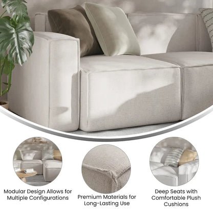 Contemporary Configurable Modular Left Side Sofa Chair with Armrest
