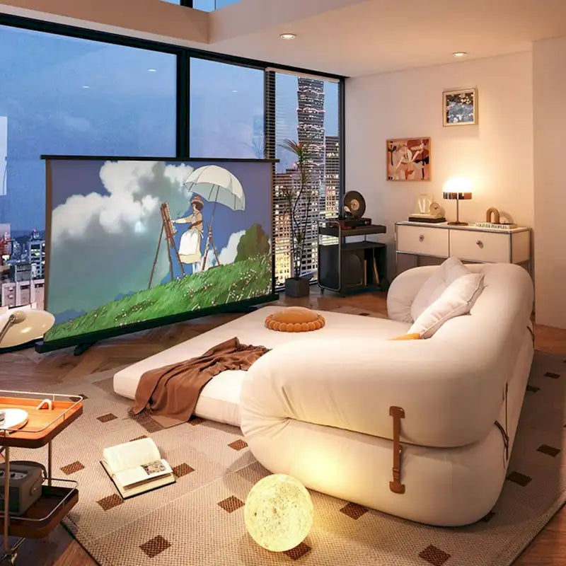 JASIWAY Modern Convertible Sleeper Sofa Chair Bed, White