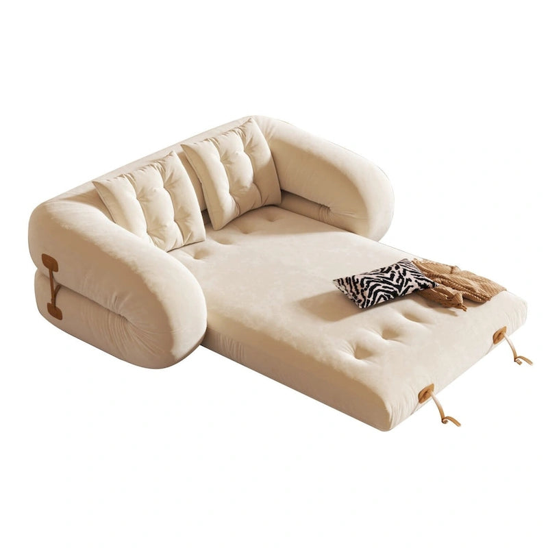 JASIWAY Modern Convertible Sleeper Sofa Chair Bed, White