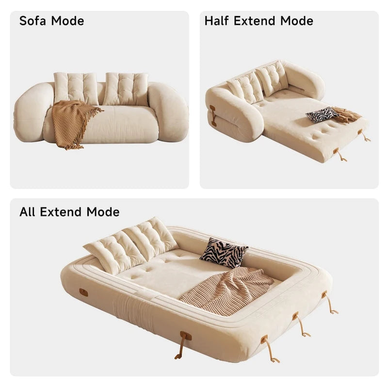 JASIWAY Modern Convertible Sleeper Sofa Chair Bed, White