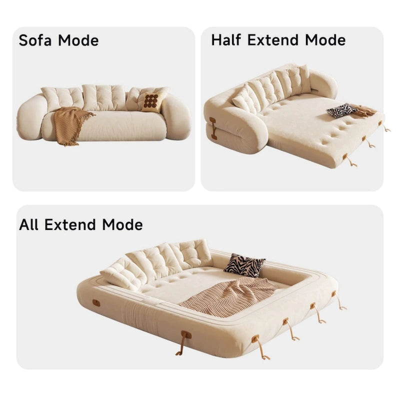 JASIWAY Modern Convertible Sleeper Sofa Chair Bed, White