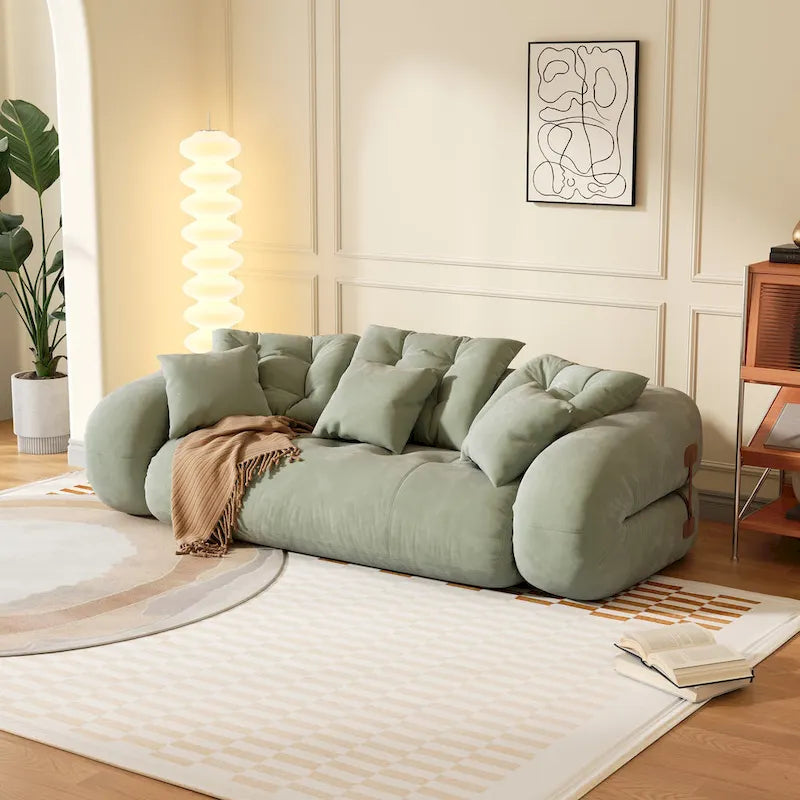 JASIWAY Modern Convertible Sleeper Sofa Chair Bed, White