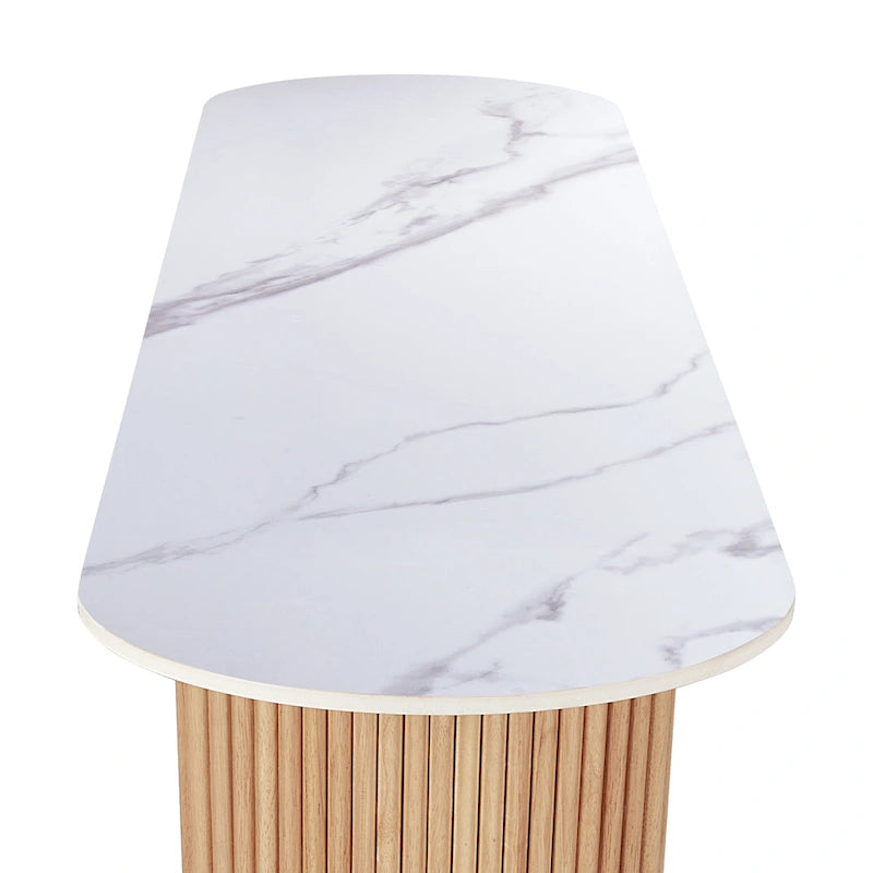 Marble Console Table Entryway Table with Fluted Base