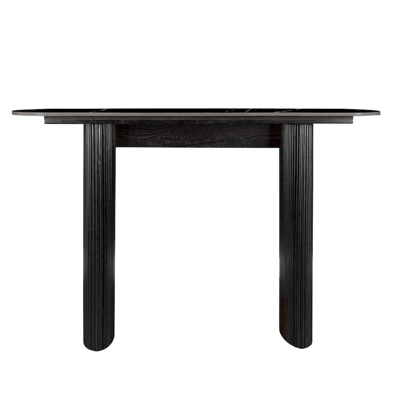Marble Console Table Entryway Table with Fluted Base
