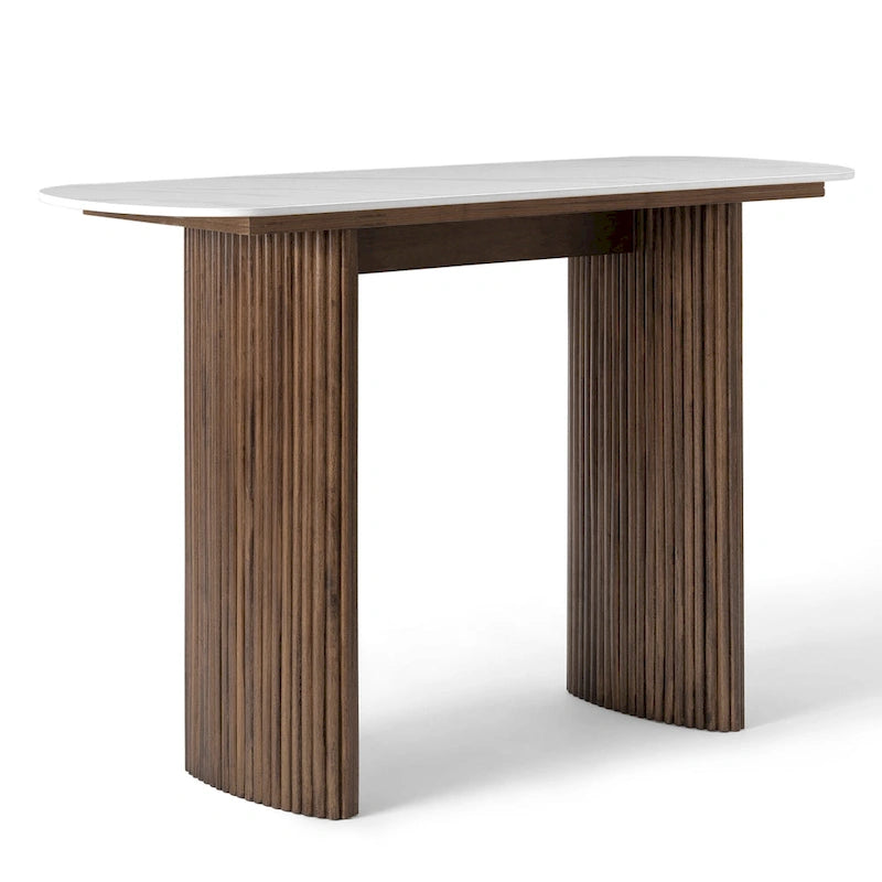 Marble Console Table Entryway Table with Fluted Base