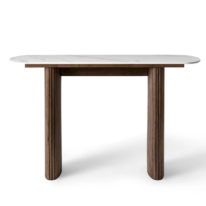 Marble Console Table Entryway Table with Fluted Base