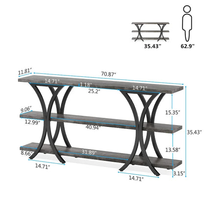 Console Table with Storage Shelf, 70.8 Inch Long Sofa Table Entry Table for Living Room Hallway