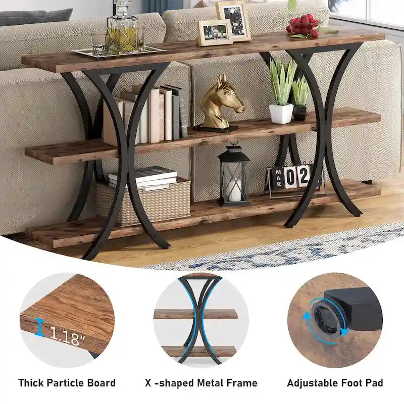 Console Table with Storage Shelf, 70.8 Inch Long Sofa Table Entry Table for Living Room Hallway