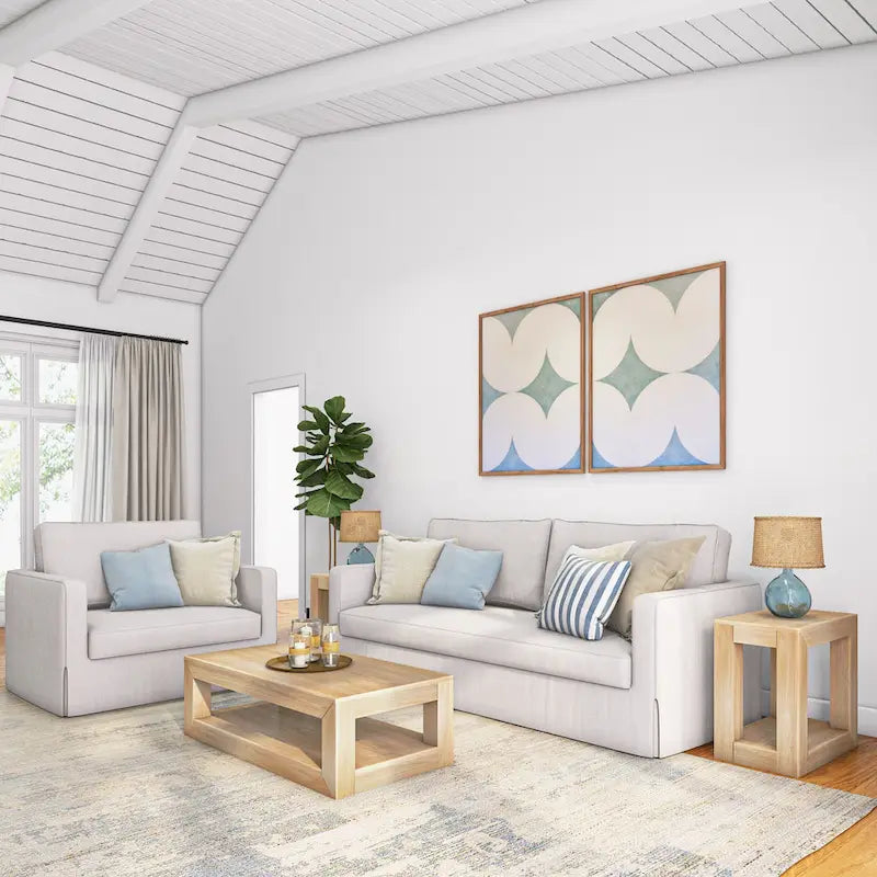 Plank and Beam Modern Rectangular Coffee Table with Shelf