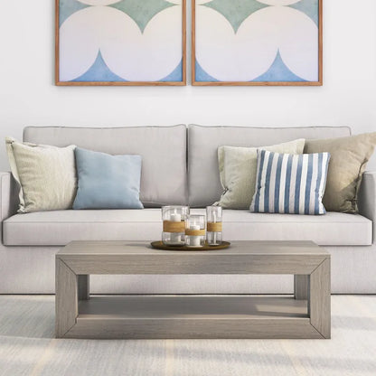 Plank and Beam Modern Rectangular Coffee Table with Shelf