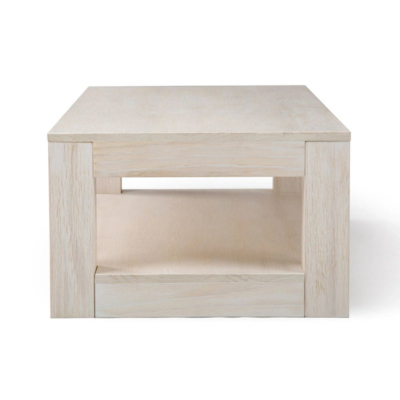 Plank and Beam Modern Rectangular Coffee Table with Shelf