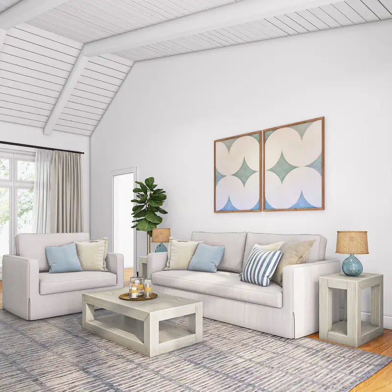 Plank and Beam Modern Rectangular Coffee Table with Shelf