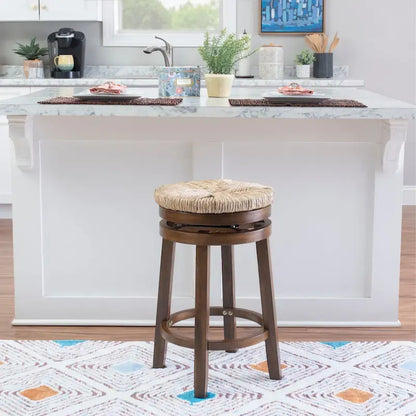 Maya Backless Swivel Counter Stool with Seagrass Seat