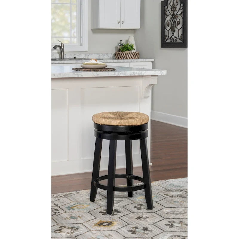 Maya Backless Swivel Counter Stool with Seagrass Seat