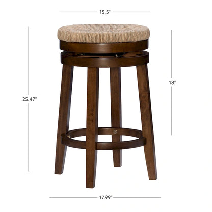 Maya Backless Swivel Counter Stool with Seagrass Seat