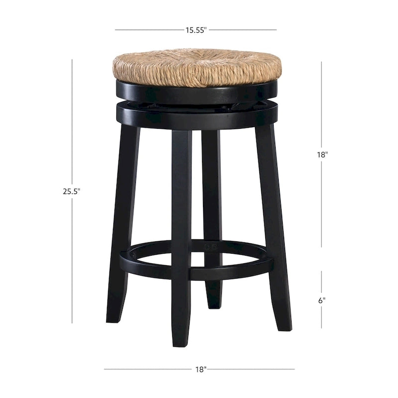 Maya Backless Swivel Counter Stool with Seagrass Seat