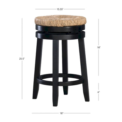 Maya Backless Swivel Counter Stool with Seagrass Seat