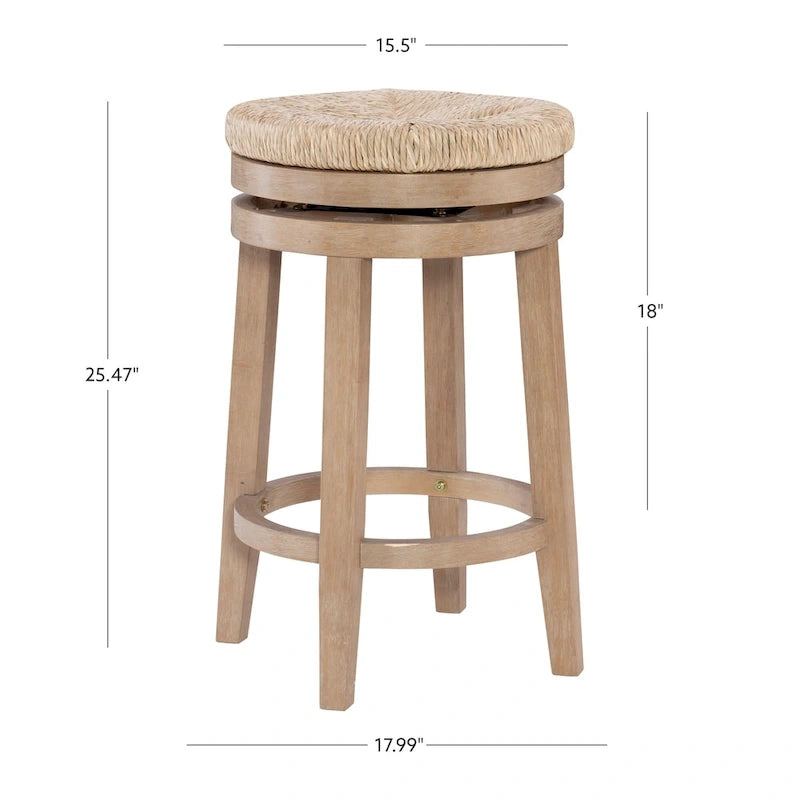 Maya Backless Swivel Counter Stool with Seagrass Seat