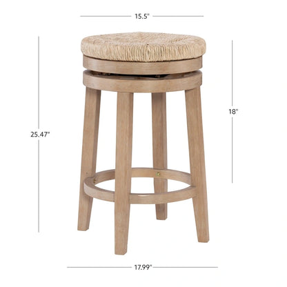 Maya Backless Swivel Counter Stool with Seagrass Seat