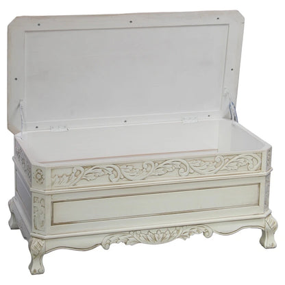 Windsor Carved Wood Storage Bench