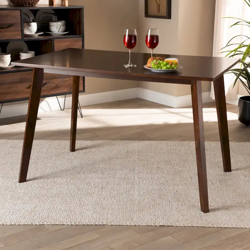 Britte Mid-Century Modern Transitional Rectangular Wood Dining Table