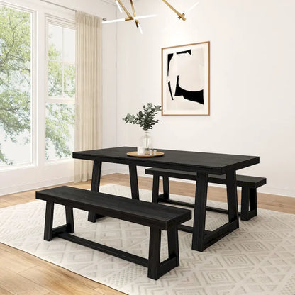 Plank and Beam 72 Classic Dining Table and Benches Set