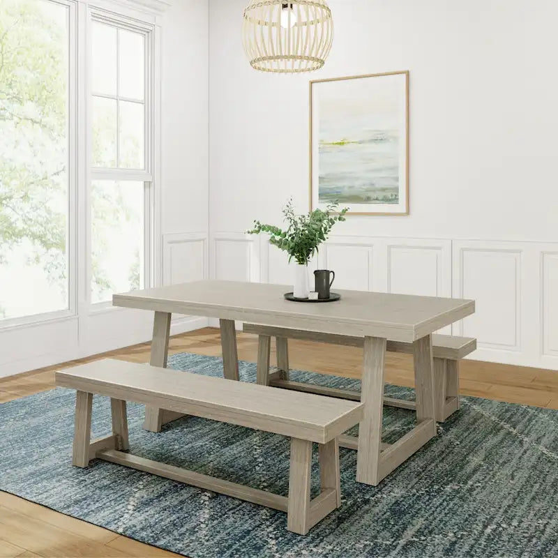 Plank and Beam 72 Classic Dining Table and Benches Set